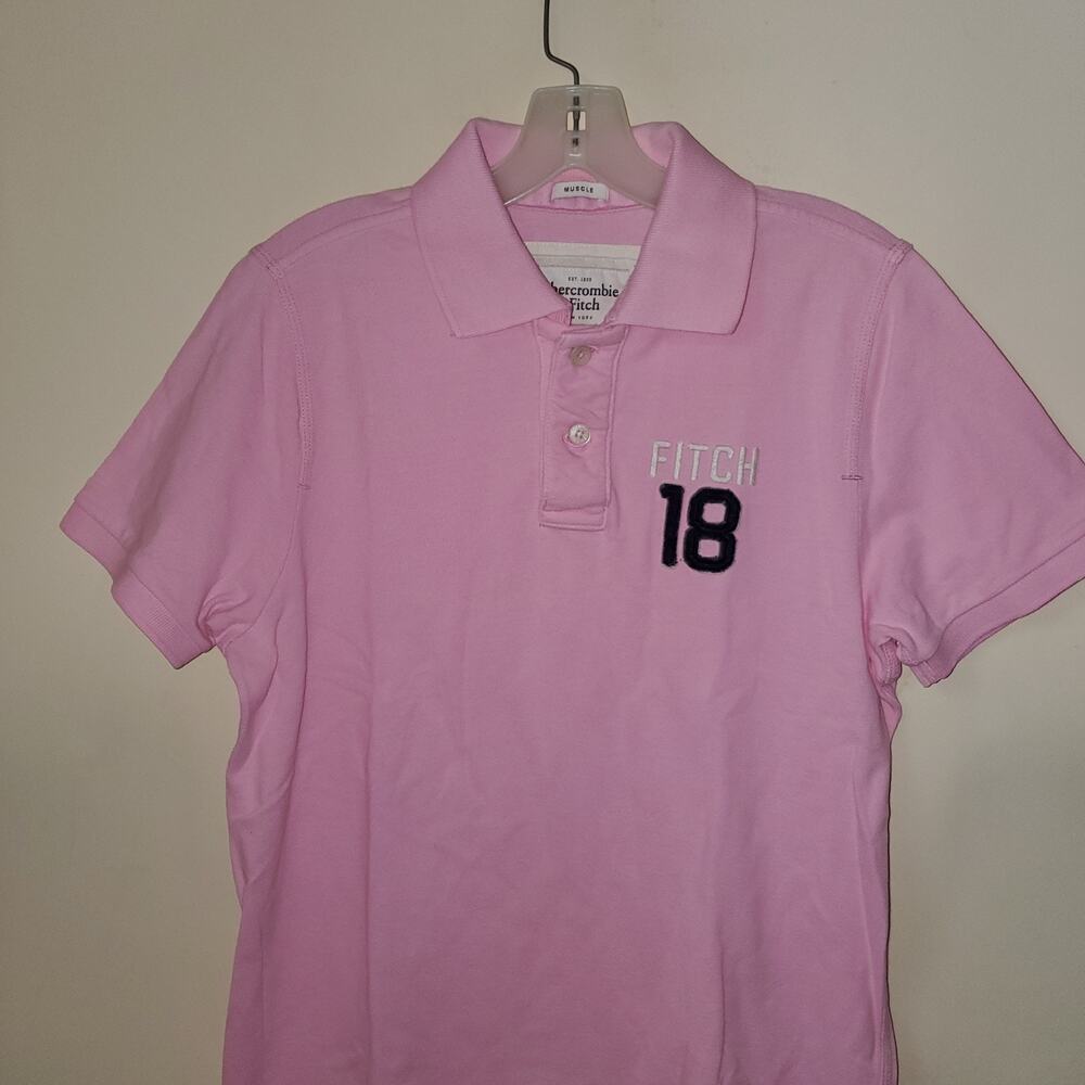 Vintage Abercrombie & Fitch Mens Polo Shirt L Muscle Pink